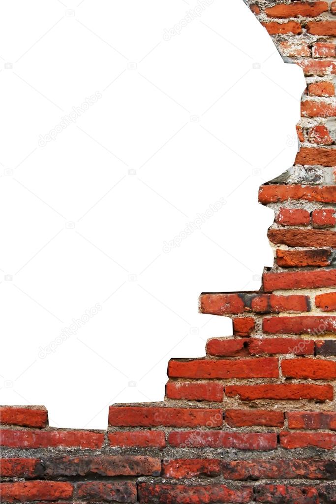 Broken brick wall