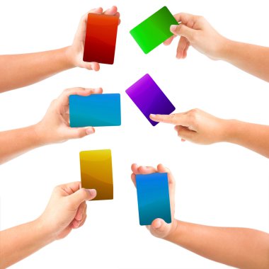 Renkli boş kart ile el