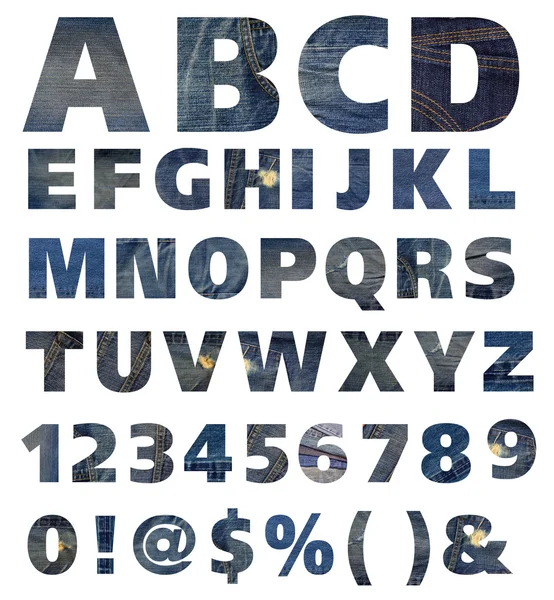 Blue denim alphabet — Stock Photo, Image