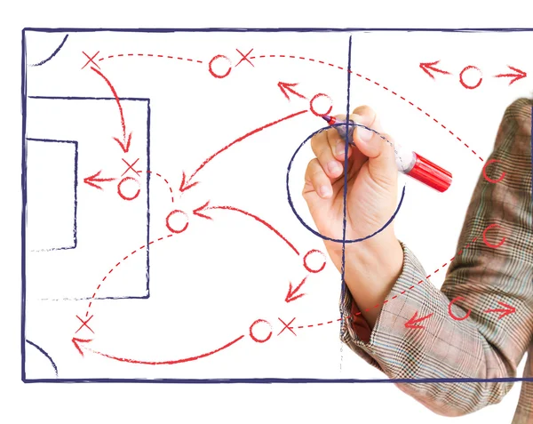 Tactics drawn on glass board — Stock Photo, Image