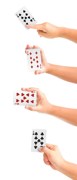 Mains avec cartes à jouer — Photo