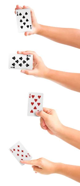 Mãos com cartas de baralho — Fotografia de Stock