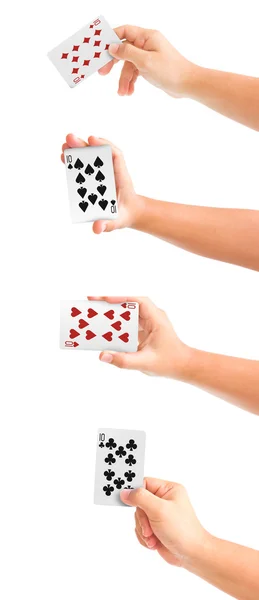 Руки з гральними картками — стокове фото