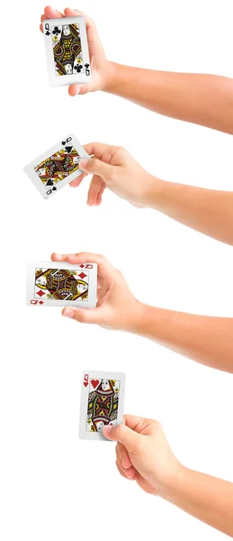 Руки с игральными картами — стоковое фото
