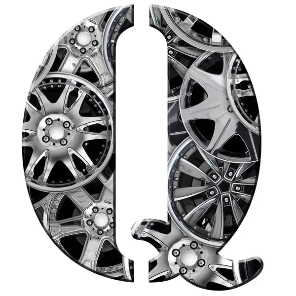 Q patterned with wheel trims — Stock Photo, Image