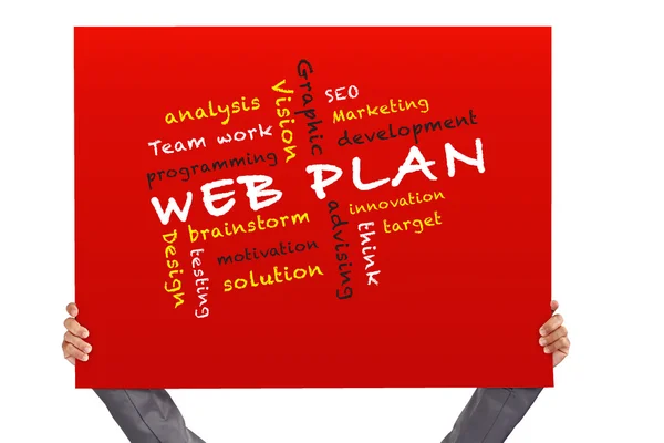 Hands with web plan poster — Stock Photo, Image