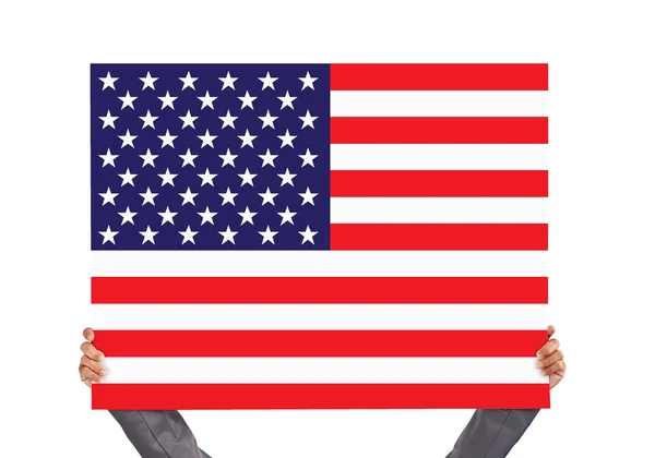 Bord met Usa vlag — Stockfoto