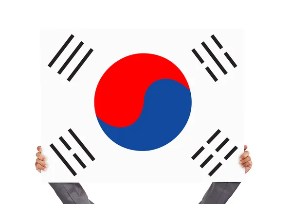 Bord met Koreaanse vlag — Stockfoto