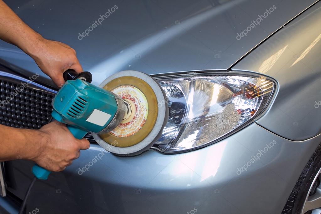 polishing a car with a buffer