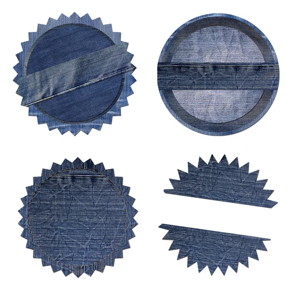 Blue denim labels — Stock Photo, Image