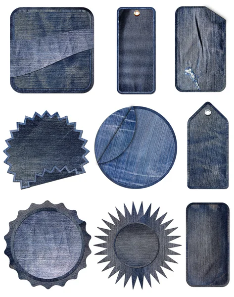 Niebieski denim etykiety — Zdjęcie stockowe