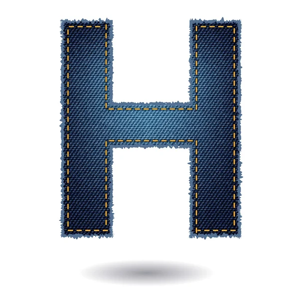 Denim alphabet letter H — Stock Vector