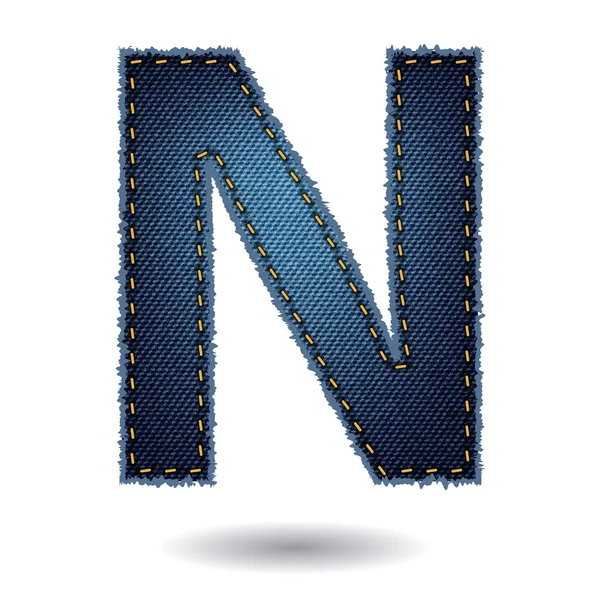 Denim alfabet letter N — Stockvector