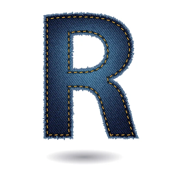 Denim alphabet letter R — Stock Vector