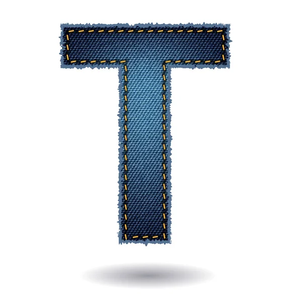 Alphabet denim lettre T — Image vectorielle