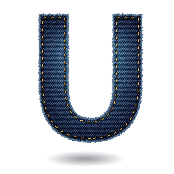 Alphabet denim lettre U — Image vectorielle