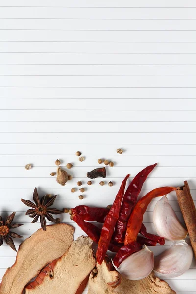 Recipe book with spices — Stock Photo, Image