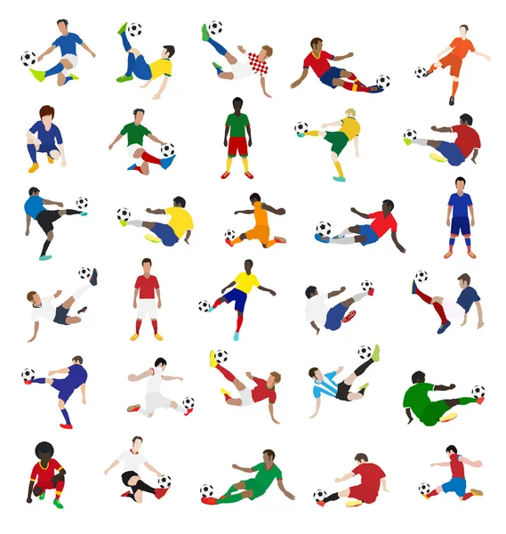 Collection of soccer players — Stock Vector
