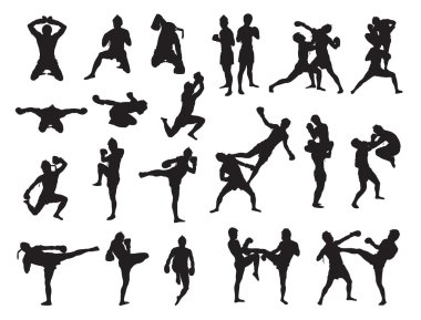 Thai Boxing fight traditional dance before fight clipart