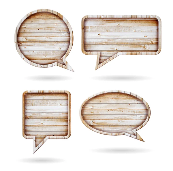 Speech bubbles of wood texture background — Stock Photo, Image