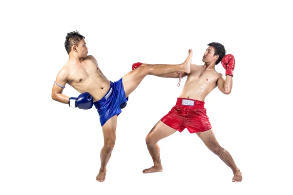 Two thai boxers exercising traditional martial art — Stock Photo, Image