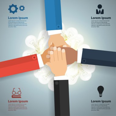 ekip çalışması kavramı, birlik gösterilen iş ekibi ile beyin fırtınası