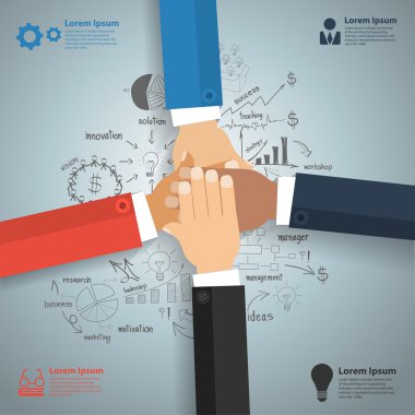 Birlik kendi elleriyle crea ile birlikte gösterilen iş takım