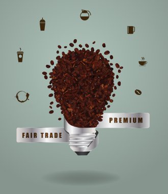 Creative light bulb ideas with abstract coffee beans pattern
