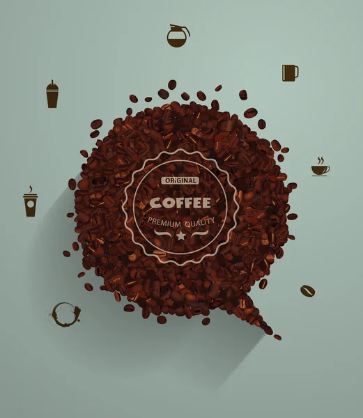 Granos de café con burbujas de habla vacías — Archivo Imágenes Vectoriales