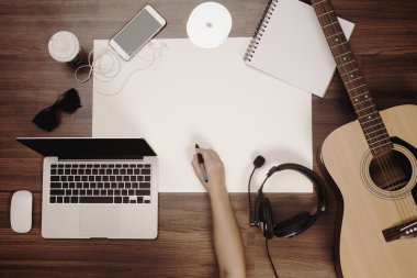 Ofis Resepsiyon arka plan el boş posterinde çizimi