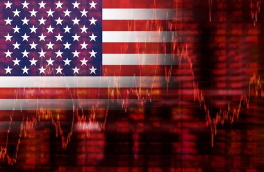 Amerika Birleşik Devletleri - krizde hisse grafiği Amerika Birleşik Devletleri bayrağı düşmek