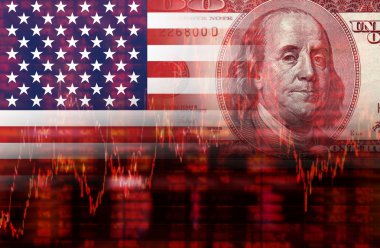 Amerika Birleşik Devletleri - krizde hisse grafiği Amerika Birleşik Devletleri bayrağı düşmek