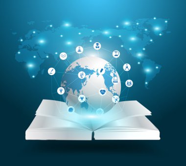 Açık kitap ve küre bilgi fikirler kavramı