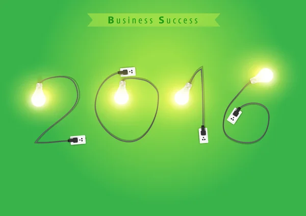Jahreszahlen 2016 mit kreativen Glühbirnen-Ideen — Stockvektor