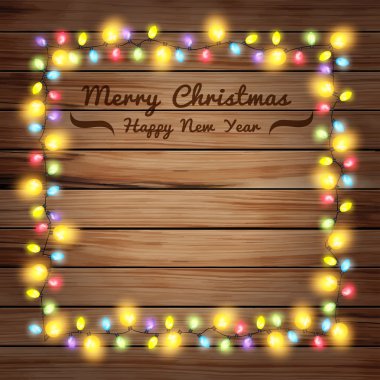 Noel ışıkları ahşap kurullarında