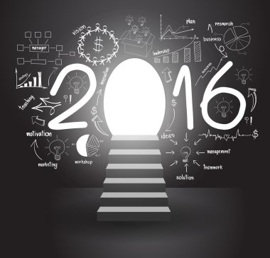 2016 iş başarı strateji planı ile merdivenlerden yukarı gidiş