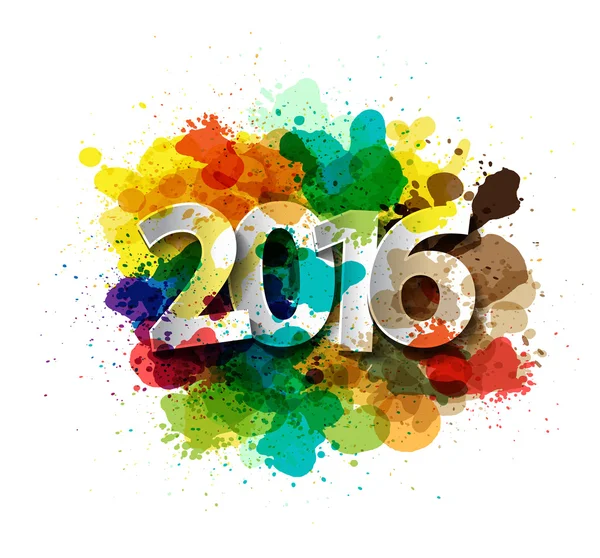 Feliz Año Nuevo 2016 con pintura en aerosol de colores — Vector de stock