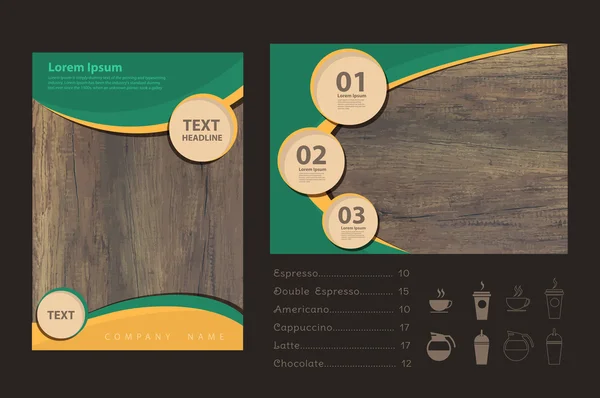 Шаблон оформления бизнес-брошюры в формате А4 с текстурой дерева — стоковый вектор