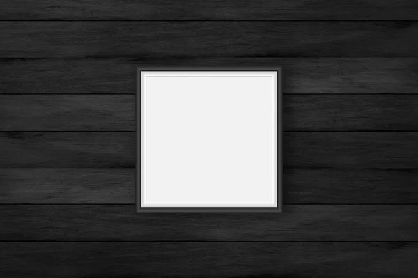 blank frame on black wood wall mock up, black poster frame on wall, mock up for picture photo frame For aesthetic creative design