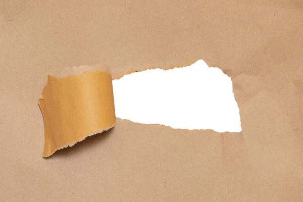 Kahverengi Yırtık Kağıt Dokusu Arka Plan Kraft Kağıt Yatay Eşsiz — Stok fotoğraf