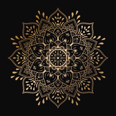 Mandala desenli el çizimi, Vector mandala Oriental deseni, taç yaprağı çiçekli eşsiz tasarım. Sayfa logosu için rahatlama ve meditasyon kullanımını kavra