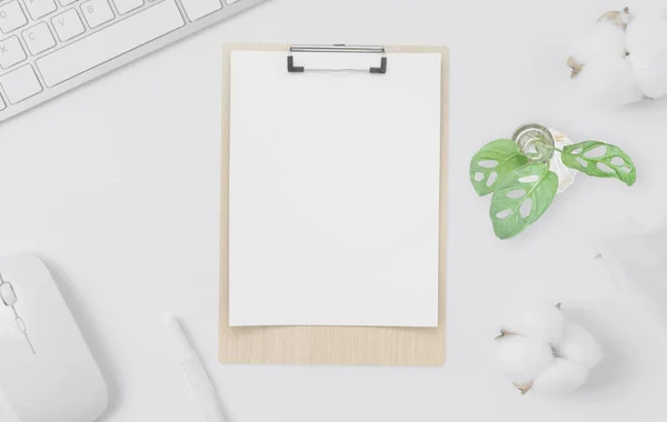 Minimal Office Desk Table Top View Office Supply Coffee Cup — Stock Photo, Image