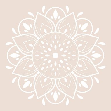 Beyaz Çiçek Mandala, klasik çiçek stili, Vektör Mandala Doğu deseni, el yapımı dekoratif element.