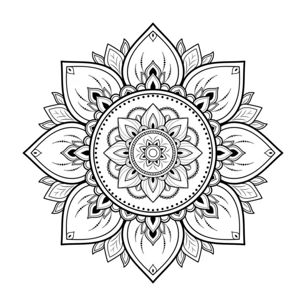 Mandala Desenli Çizimi Vector Mandala Oriental Deseni Taç Yaprağı Çiçekli — Stok Vektör