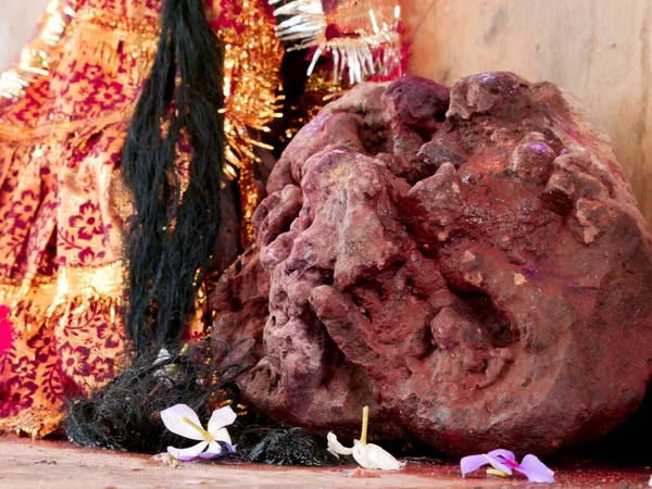 Piedra Religiosa Presentada Con Lord Durga Detrás Del Fondo — Foto de Stock