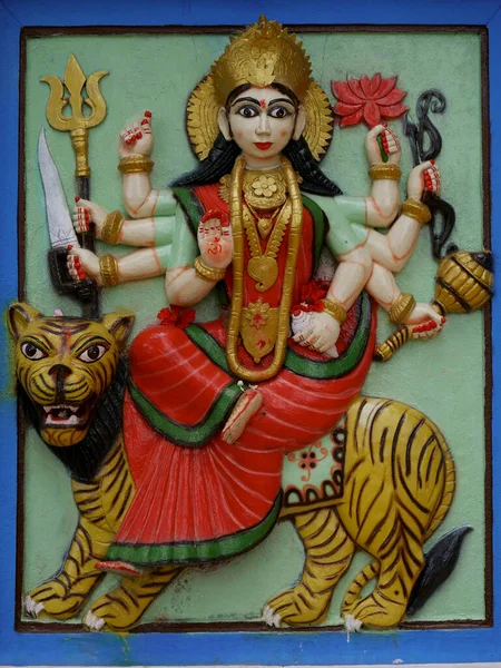 Lord Durga Zdjęcie Ramki Kamień Wykonane Architektury Shiva Świątyni Katni — Zdjęcie stockowe