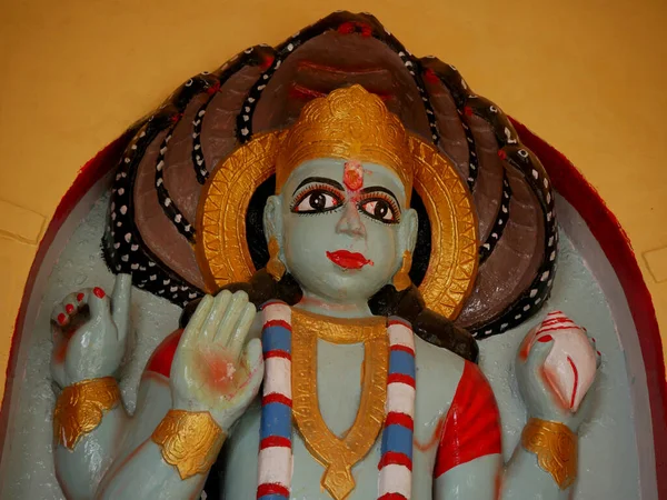 Ídolo Bonito Deus Hindu Senhor Vishnu Kanhwara Shiva Templo Katni — Fotografia de Stock