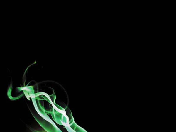 Green Color Smoke Left Corner View Black Background Commercial Use — Stock Photo, Image