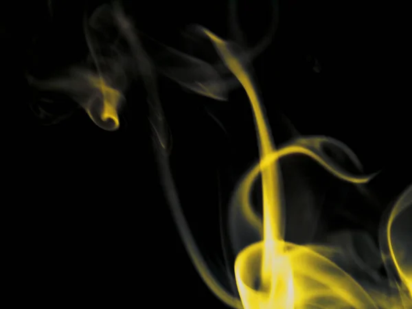 Yellowish Smoke Design Flower Shape Black Background Commercial Use — Stock Photo, Image