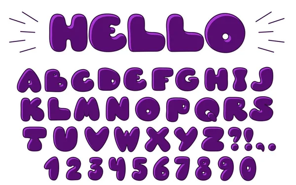 Фиолетовые тома буквы с выделением в стиле детей . — стоковый вектор